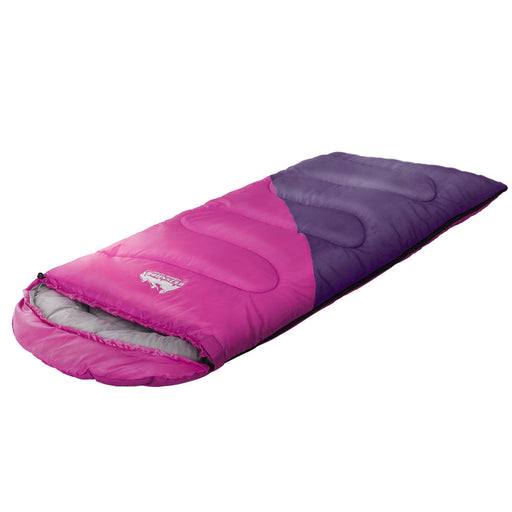 Weisshorn Sleeping Bag 136cm Kids Camping Hiking Winter Pink - Outbackers