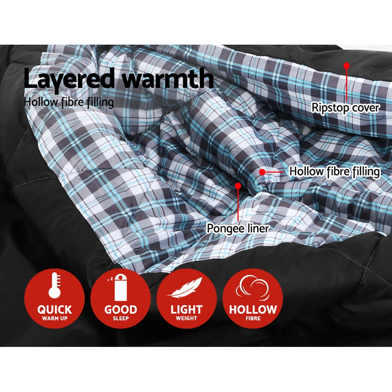 Weisshorn Sleeping Bag Camping Hiking Tent Outdoor Comfort 5 Degree Grey - Outbackers