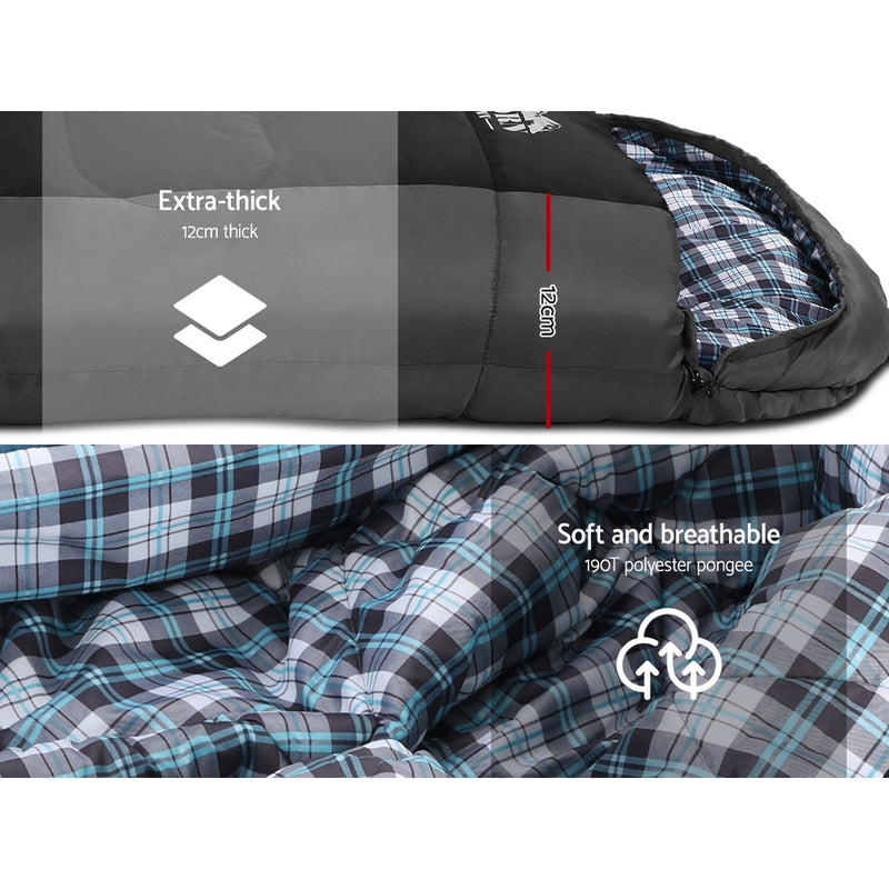 Weisshorn Sleeping Bag Camping Hiking Tent Winter Thermal Comfort 0 Degree Black - Outbackers