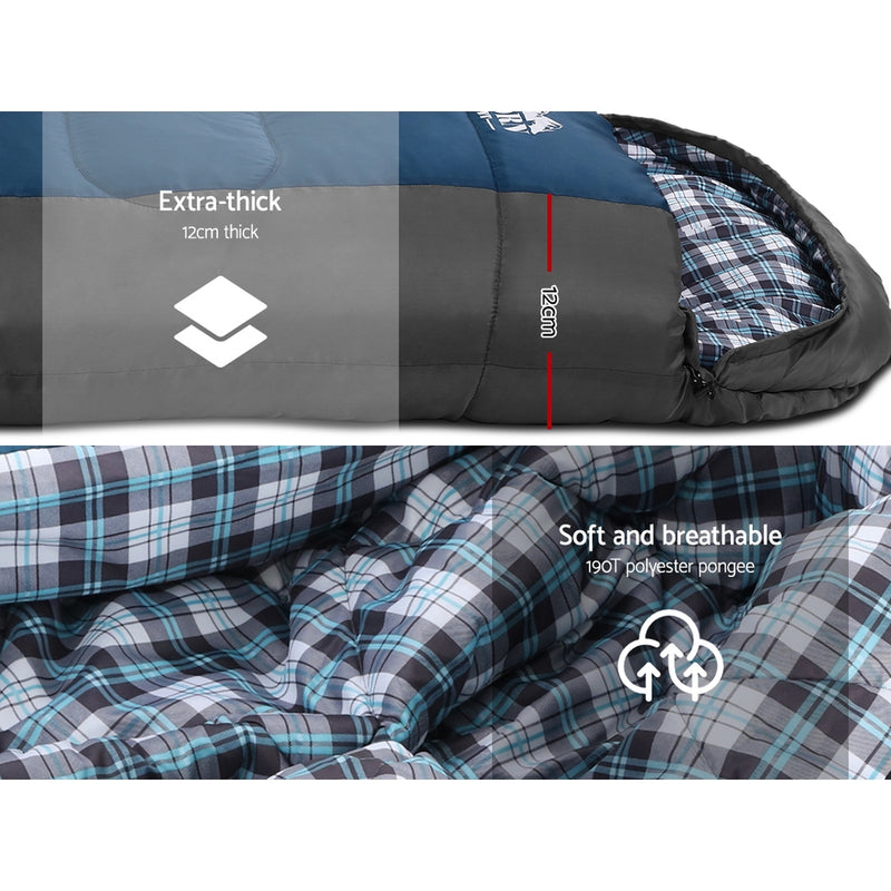 Weisshorn Sleeping Bag Camping Hiking Tent Winter Outdoor Comfort 0 Degree Navy - Outbackers