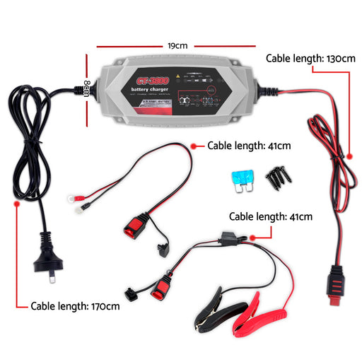 Smart Battery Charger 3.5A 12V 6V Automatic SLA AGM Car Truck Boat Motorcycle Caravan - Outbackers