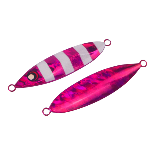 Finesse Slow Pitch Flutter Jig, 60gm, Hot Pink Stripe, 2 pack - Outbackers
