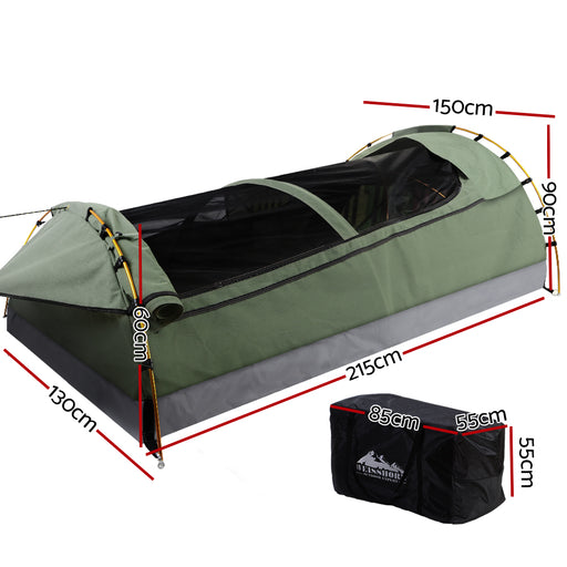 Weisshorn Double Swag Camping Swags Canvas Tent Deluxe Celadon - Outbackers