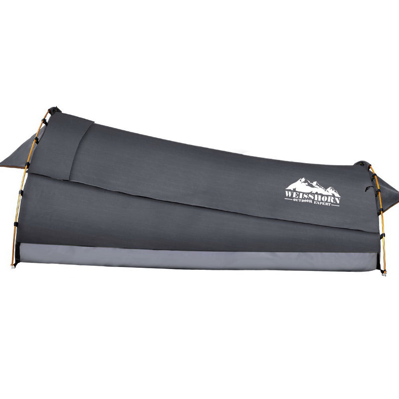 Weisshorn Camping Swags King Single Swag Canvas Tent Deluxe Dark Grey - Outbackers