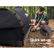 Weisshorn Camping Swags King Single Swag Canvas Tent Deluxe Dark Grey - Outbackers