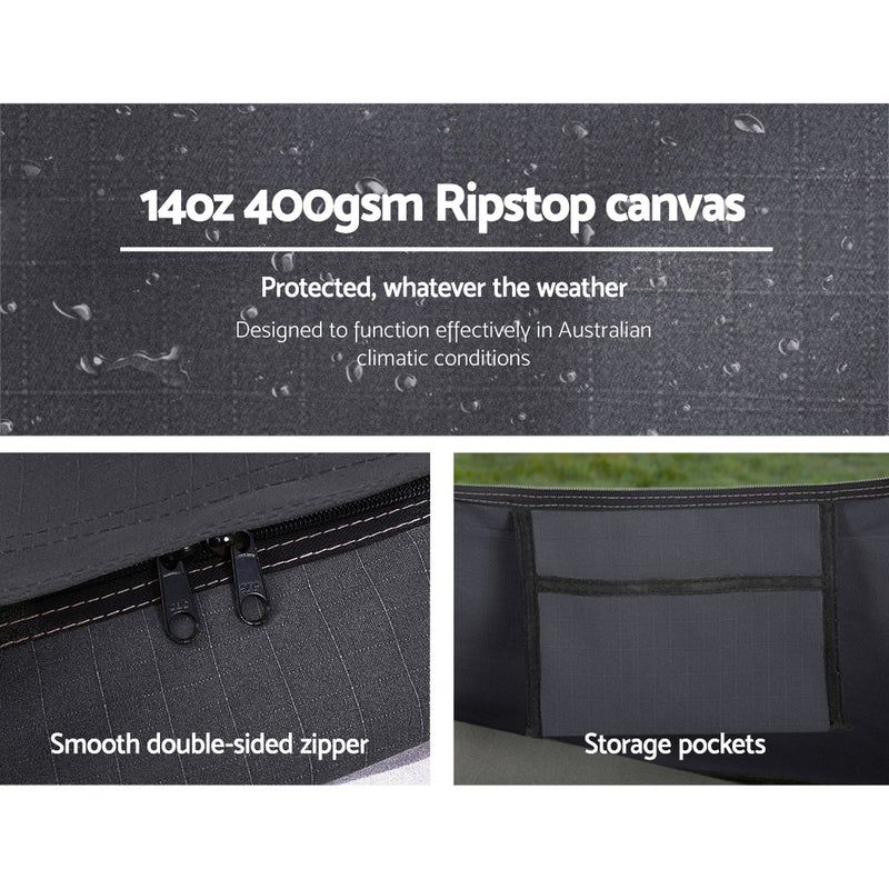 Weisshorn Camping Swags King Single Swag Canvas Tent Deluxe Dark Grey - Outbackers