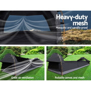 Weisshorn Camping Swags King Single Swag Canvas Tent Deluxe Dark Grey - Outbackers