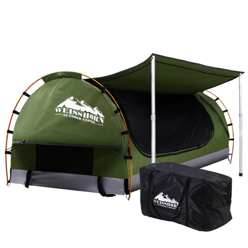 Weisshorn Double Swag Camping Swags Canvas Free Standing Dome Tent Celadon - Outbackers