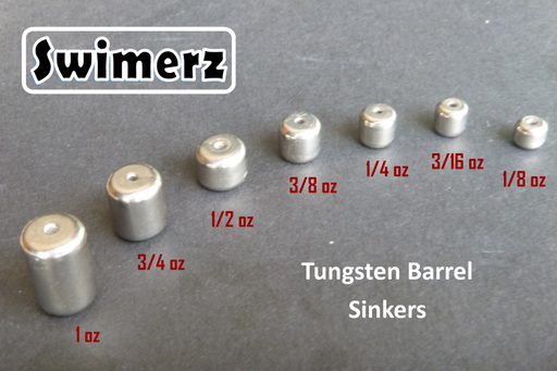 Swimerz 3/8oz Tungsten Barrel Sinker, Qty 4 per Pack. - Outbackers