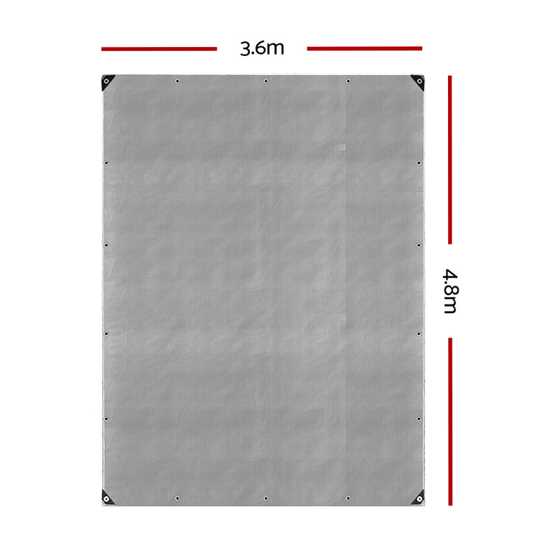 Instahut 3.6x4.8m Tarp Camping Tarps Poly Tarpaulin Heavy Duty Cover 180gsm Silver - Outbackers