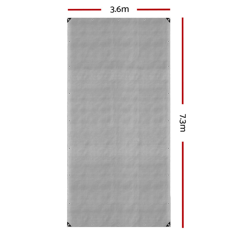 Instahut 3.6x7.3m Tarp Camping Tarps Poly Tarpaulin Heavy Duty Cover 180gsm Silver - Outbackers