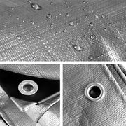 Instahut 3.6x7.3m Tarp Camping Tarps Poly Tarpaulin Heavy Duty Cover 180gsm Silver - Outbackers