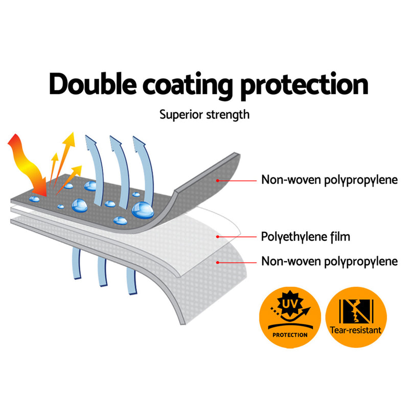 Instahut 3.6x7.3m Tarp Camping Tarps Poly Tarpaulin Heavy Duty Cover 180gsm Silver - Outbackers