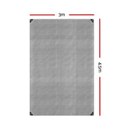 Instahut 3x4.5m Tarp Camping Tarps Poly Tarpaulin Heavy Duty Cover 180gsm Silver - Outbackers
