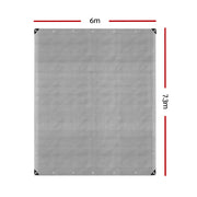 Instahut 6x7.3m Tarp Camping Tarps Poly Tarpaulin Heavy Duty Cover 180gsm Silver - Outbackers