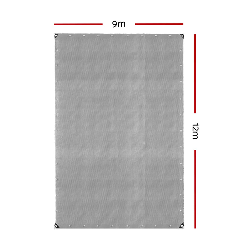 Instahut 9x12m Tarp Camping Tarps Poly Tarpaulin Heavy Duty Cover 180gsm Silver - Outbackers