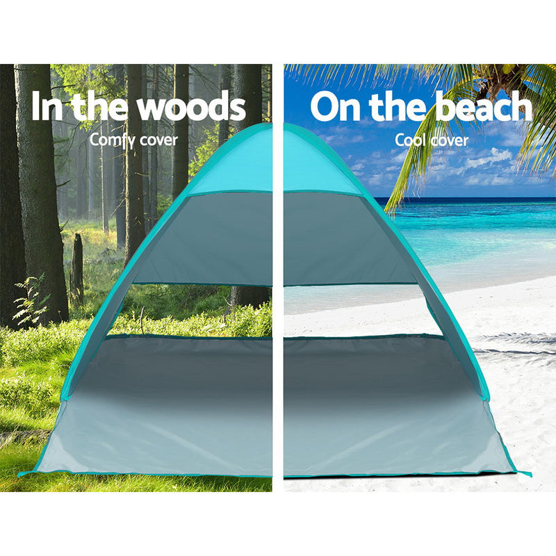 Weisshorn Pop Up Beach Tent Camping Hiking 3 Person Sun Shade Fishing Shelter - Outbackers