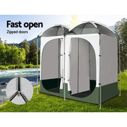 Weisshorn Double Camping Shower Toilet Tent Outdoor Portable Change Room Green - Outbackers