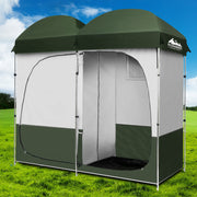 Weisshorn Double Camping Shower Toilet Tent Outdoor Portable Change Room Green - Outbackers