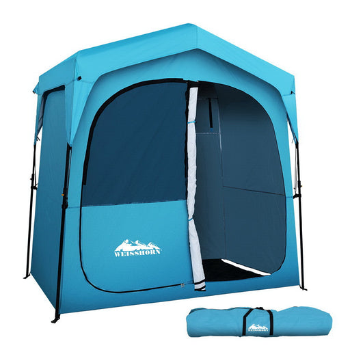 Weisshorn Pop Up Camping Shower Tent Portable Toilet Outdoor Change Room Blue - Outbackers