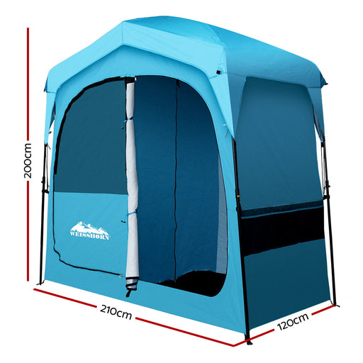 Weisshorn Pop Up Camping Shower Tent Portable Toilet Outdoor Change Room Blue - Outbackers