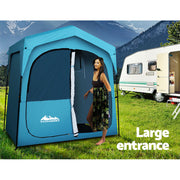 Weisshorn Pop Up Camping Shower Tent Portable Toilet Outdoor Change Room Blue - Outbackers