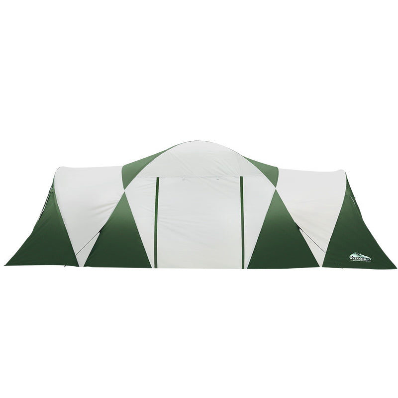 Weisshorn Family Camping Tent 12 Person Hiking Beach Tents (3 Rooms) Green - Outbackers