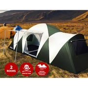 Weisshorn Family Camping Tent 12 Person Hiking Beach Tents (3 Rooms) Green - Outbackers