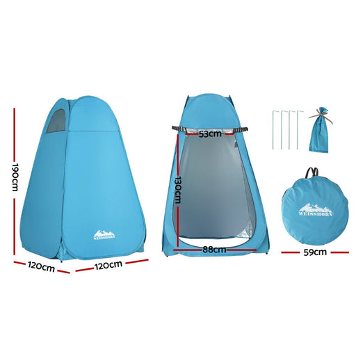 Weisshorn Pop-up Shower Tent Camping Outdoor Toilet Privacy Change Room Blue - Outbackers