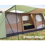 Weisshorn Camping Tent 10 Person Instant Up Tents Outdoor Family Hiking 3 Rooms - Outbackers