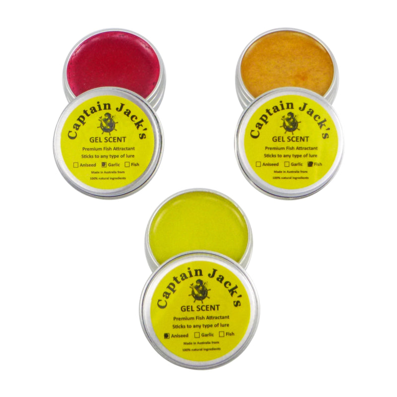 Captain Jack's Gel Scent - 3 Pack, Garlic, Aniseed, Fish - Outbackers