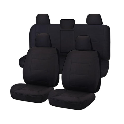 Seat Covers for TOYOTA HILUX 08/2015 - ON DUAL CAB UTILITY FR 40/60 SPLIT BASE WITH A/REST BLACK ALL TERRAIN - Outbackers
