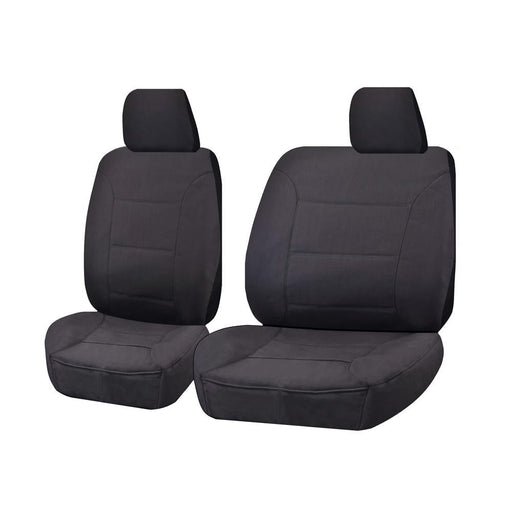 Seat Covers for TOYOTA HILUX KUN16R SERIES 04/2005 - 06/2015 SINGLE / DUAL CAB UTILITY FRONT BUCKET + _ BENCH CHARCOAL ALL TERRAIN - Outbackers