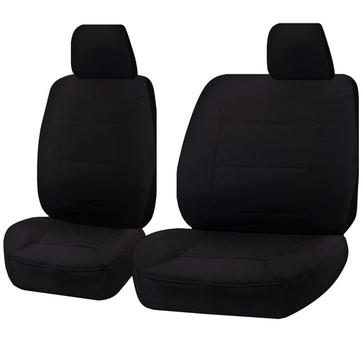 Seat Covers for TOYOTA LANDCRUISER 60.70.80 SERIES HZJ-HDJ-FZJ 1981 - 2010 TROOP CARRIER 4X4 SINGLE CAB CHASSIS FRONT BUCKET + _ BENCH BLACK ALL TERRAIN - Outbackers