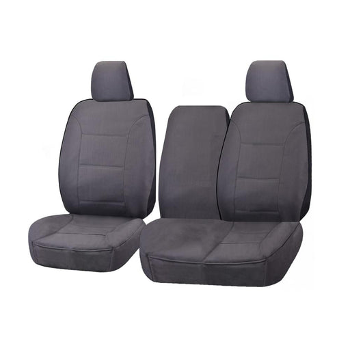 Seat Covers for TOYOTA LANDCRUISER 100 SERIES 1998 - 2015 STANDARD HZJ-FZJ105R FRONT BUCKET + _ BENCH WITH FOLD DOWN ARMREST/CUP HOLDER CHARCOAL ALL TERRAIN - Outbackers