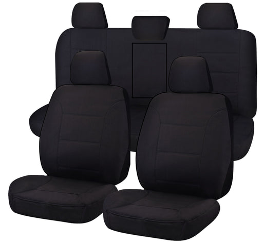 Seat Covers for TOYOTA HILUX 08/2015 - ON DUAL CAB UTILITY FR 40/60 SPLIT BASE WITH A/REST BLACK CHALLENGER - Outbackers