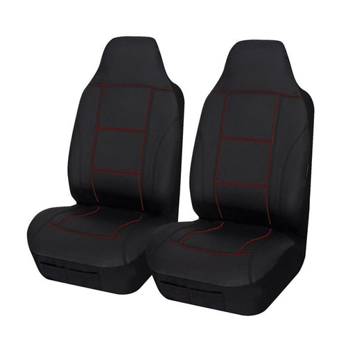 Universal Lavish Front Seat Covers Size 60/25 | Black/Red Stitching - Outbackers