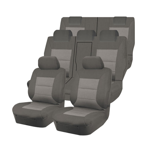Seat Covers for MITSUBISHI OUTLANDER ZJ.ZK.ZL SERIES 11/2012 - 07/2021 4X4 SUV/WAGON 7 SEATERS FMR GREY PREMIUM - Outbackers