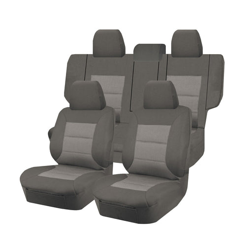 Seat Covers for MITSUBISHI PAJERO NS.NT.NW.NX SERIES 11/2006 - ON LWB 4X4 SUV/WAGON 7 SEATERS FM GREY PREMIUM - Outbackers