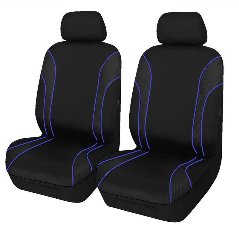 Universal Strident Front Seat Covers Size 30/35 | Blue Piping - Outbackers