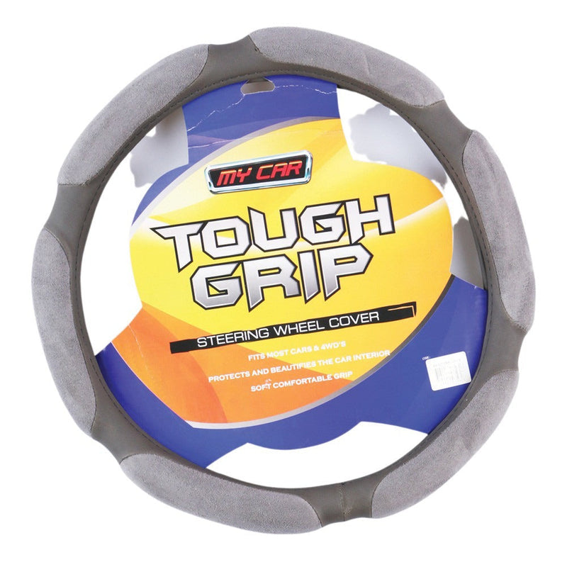 Arizona Steering Wheel Cover With Plush Suede Grips - Grey - Outbackers