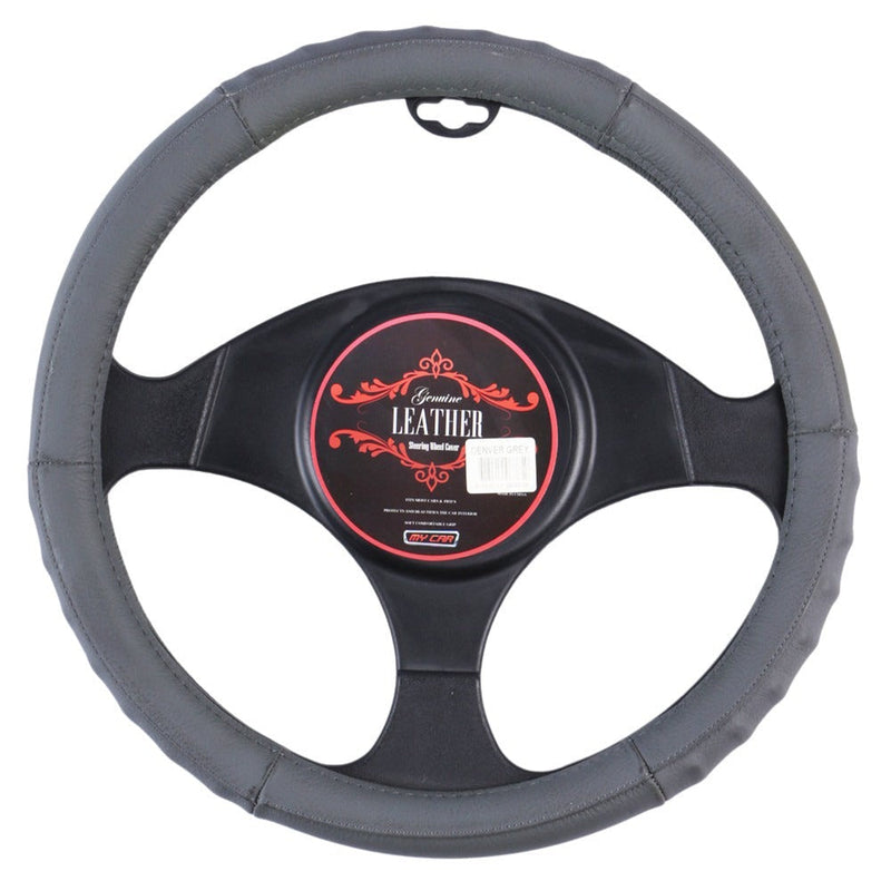 Denver Steering Wheel Cover - Grey [Leather] - Outbackers