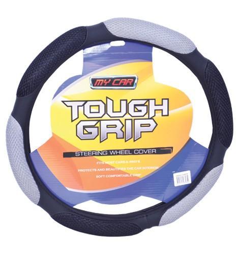 Ohio Steering Wheel Cover With Mesh/Suede Grips - Black/Grey - Outbackers