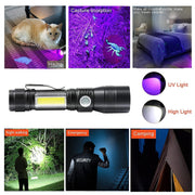 7 Modes Waterproof Rechargeable UV Light Flashlight Torch for Camping - Outbackers