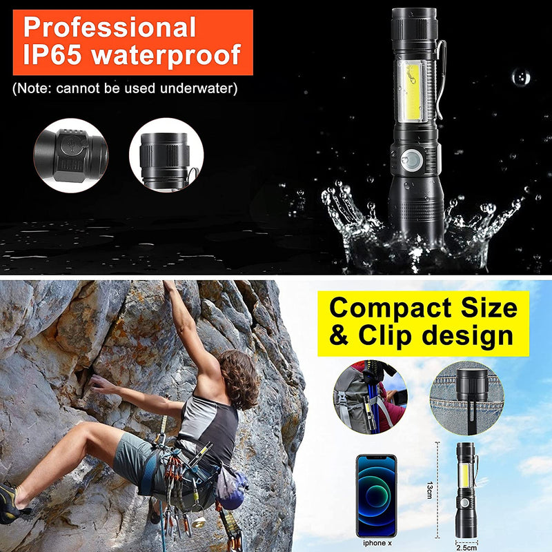 7 Modes Waterproof Rechargeable UV Light Flashlight Torch for Camping - Outbackers
