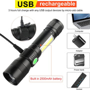 7 Modes Waterproof Rechargeable UV Light Flashlight Torch for Camping - Outbackers