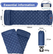 Ultralight Inflatable Camping Sleeping Pad with Pillow for Travelling and Hiking - Outbackers