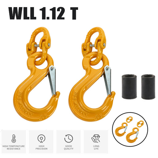 2X 8mm Eye Sling Hook + Hammer Lock Safety Chain Caravan Trailer Connecting Extend - Outbackers