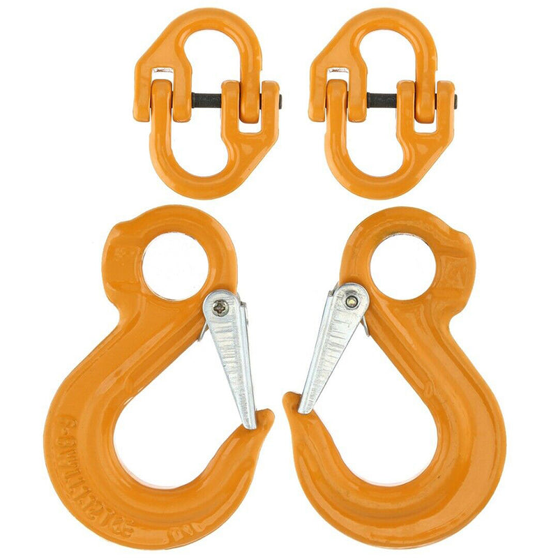 2X 8mm Eye Sling Hook + Hammer Lock Safety Chain Caravan Trailer Connecting Extend - Outbackers