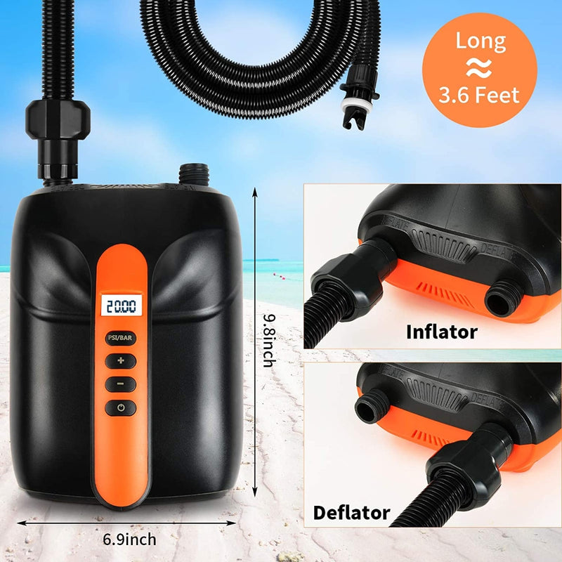 20PSI High Pressure Electric Air Pump Dual Stage for Inflatable Boat SUP Airbed - Outbackers